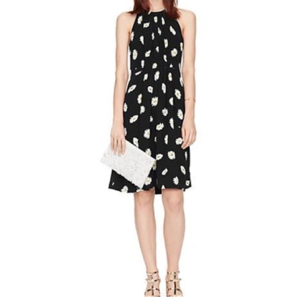 Kate Spade Black Daisy Floral High Neck Midi Sleeveless Dress [Size 2]